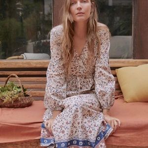 Christy Dawn The Willa Dress M Sand Anemone Vine Print Puff